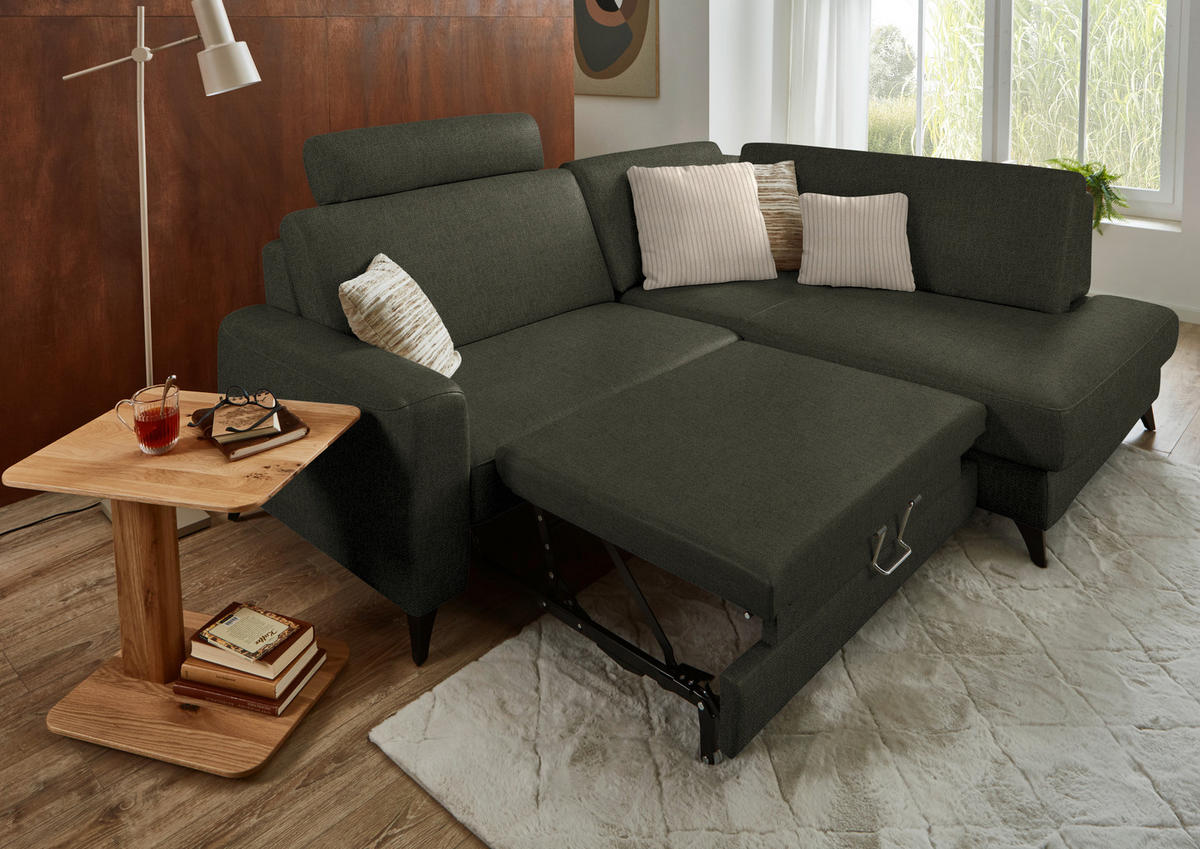 ECKSOFA  Chenille Dunkelgrün  - Dunkelgrün/Schwarz, Design, Textil/Metall (239/182cm) - Beldomo Comfort