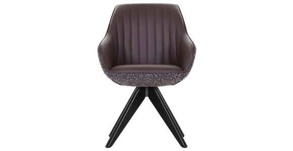 ARMLEHNSTUHL  Sitzfläche 360° drehbar, automatische Rückholfunktion Chenille, Lederlook  - Eichefarben/Anthrazit, KONVENTIONELL, Holz/Textil (60/83/65cm) - Ambia Home