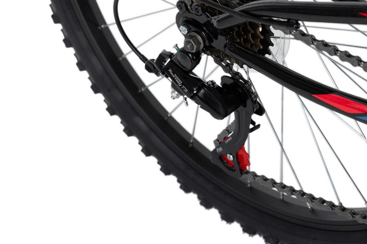 MOUNTAINBIKE 24 Zoll Kinder  - Rot/Schwarz, Basics, Metall (124 /64/18 cm) - Atrigo