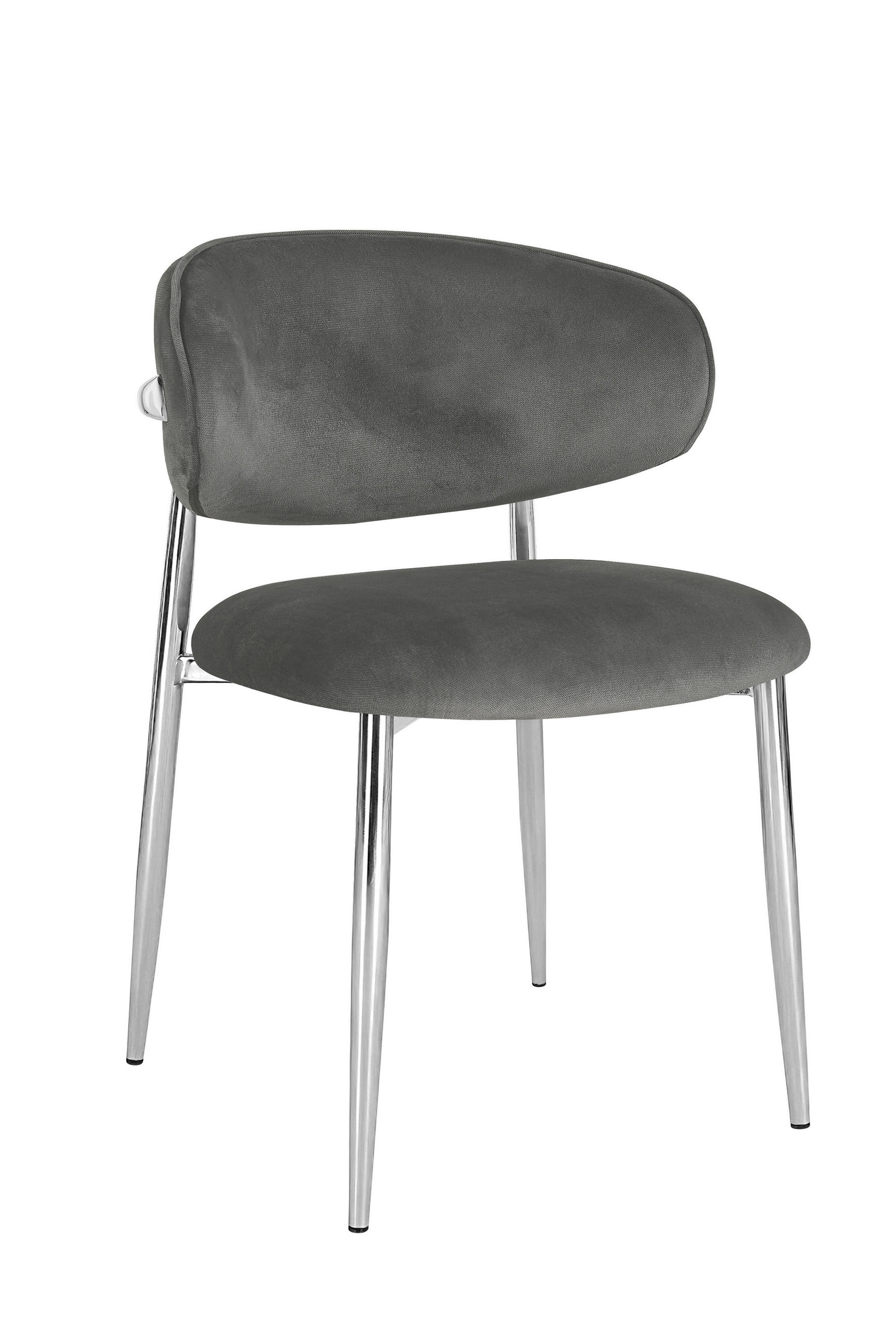 STUHL   Samt  Chromfarben, Dunkelgrau  - Chromfarben/Dunkelgrau, Design, Textil/Metall (54/80/59cm) - Novel