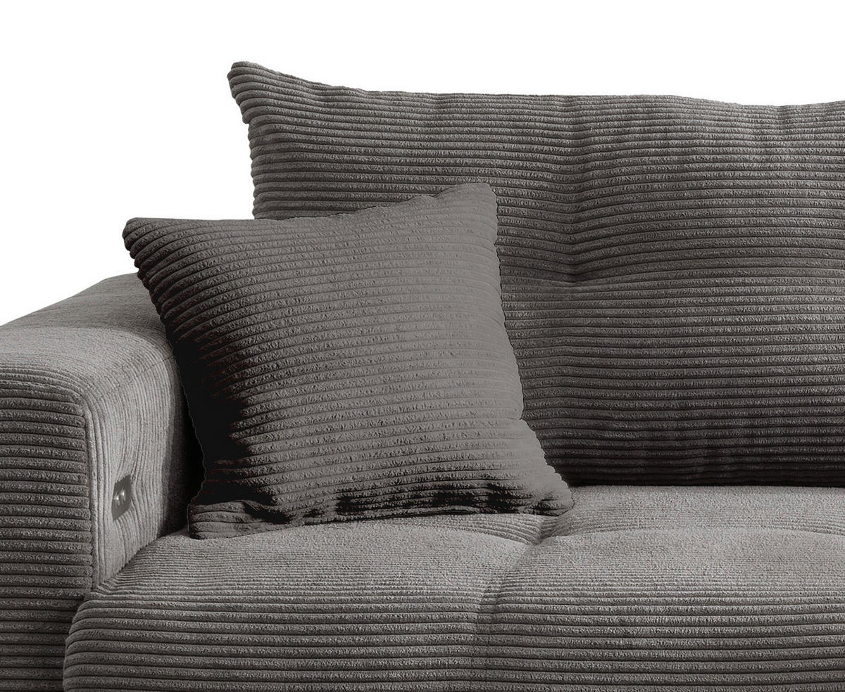 ECKSOFA in Cord Grau  - Schwarz/Grau, Modern, Holz/Textil (246/177cm) - MID.YOU