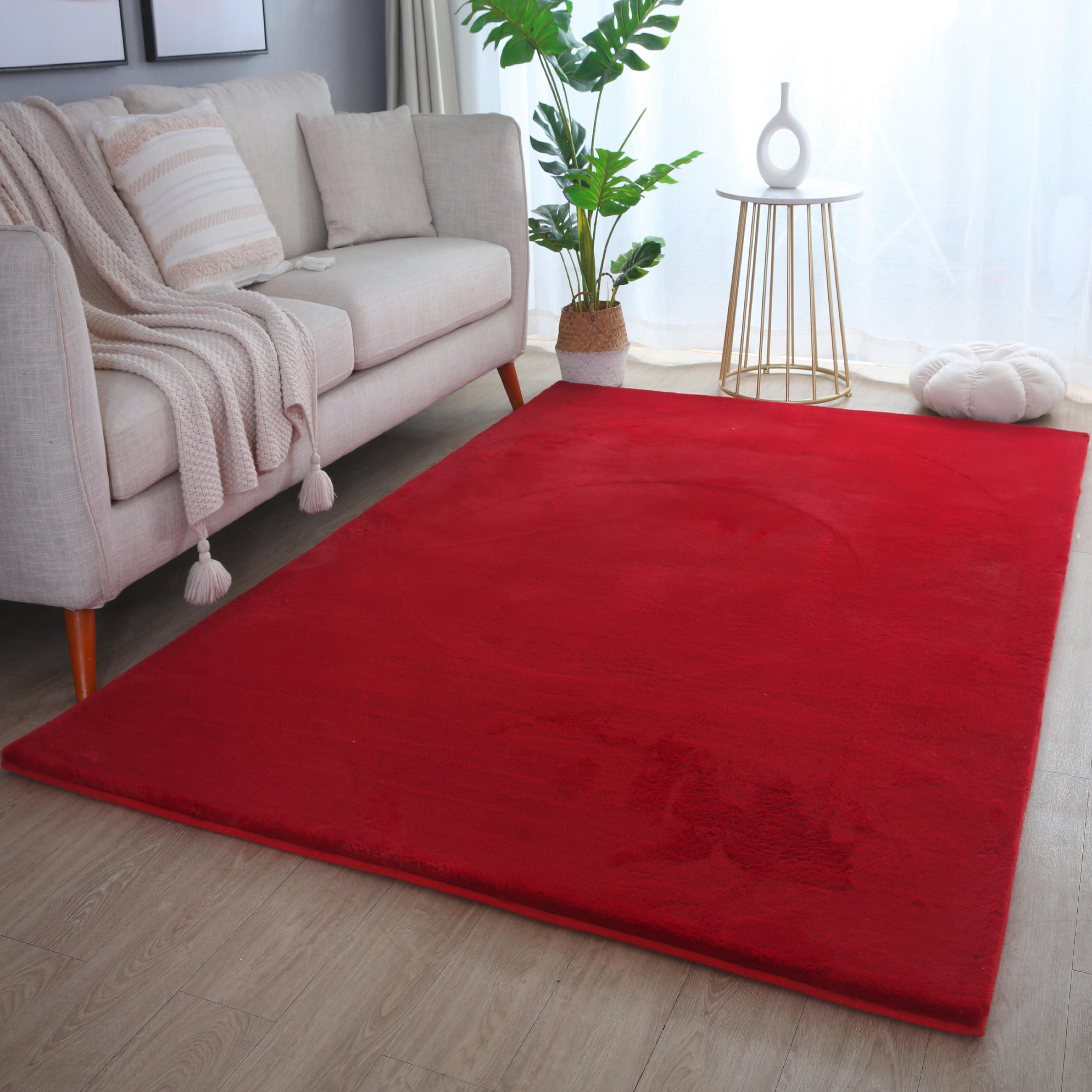 HOCHFLORTEPPICH 60/110 cm Pouffy Rot  - Rot, Basics, Textil (60/110cm)