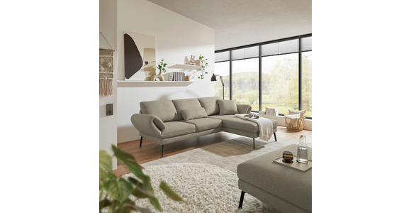 ECKSOFA  in Flachgewebe Sandfarben  255-365/175-224 cm  - Sandfarben/Schwarz, Design, Textil/Metall (255-365/175-224cm) - Dieter Knoll
