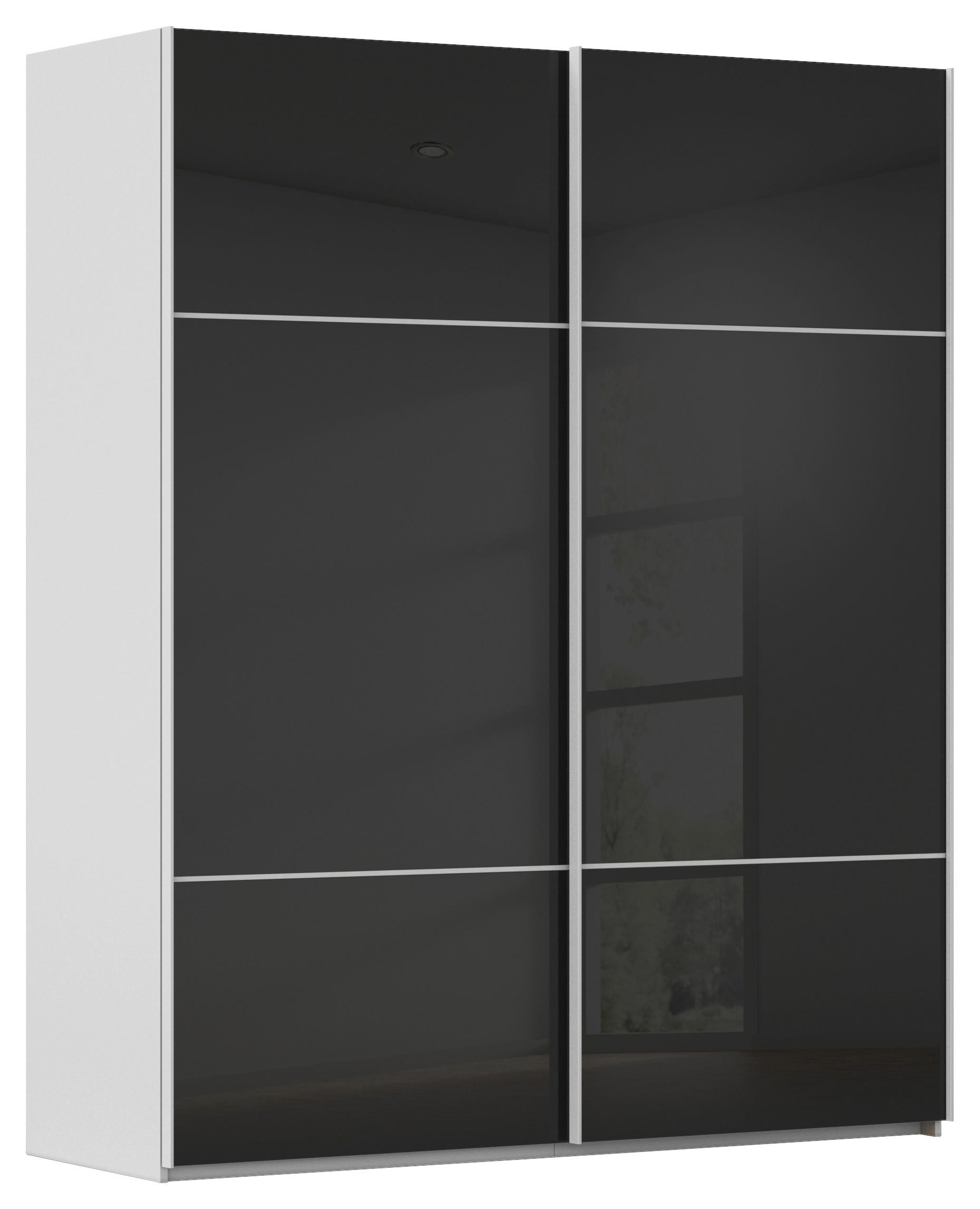 SCHWEBETÜRENSCHRANK 201/223/67 cm,  in Grau, Schwarz, 2 Tür(en)  - Schwarz/Grau, KONVENTIONELL, Glas/Holzwerkstoff (201/223/67cm) - Novel