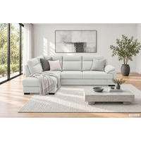 ECKSOFA ALTONA Hellgrau Flachgewebe Bettkasten, Schlaffunktion, Stauraum  - Hellgrau/Schwarz, Basics, Holz/Kunststoff (272/207cm) - MID.YOU