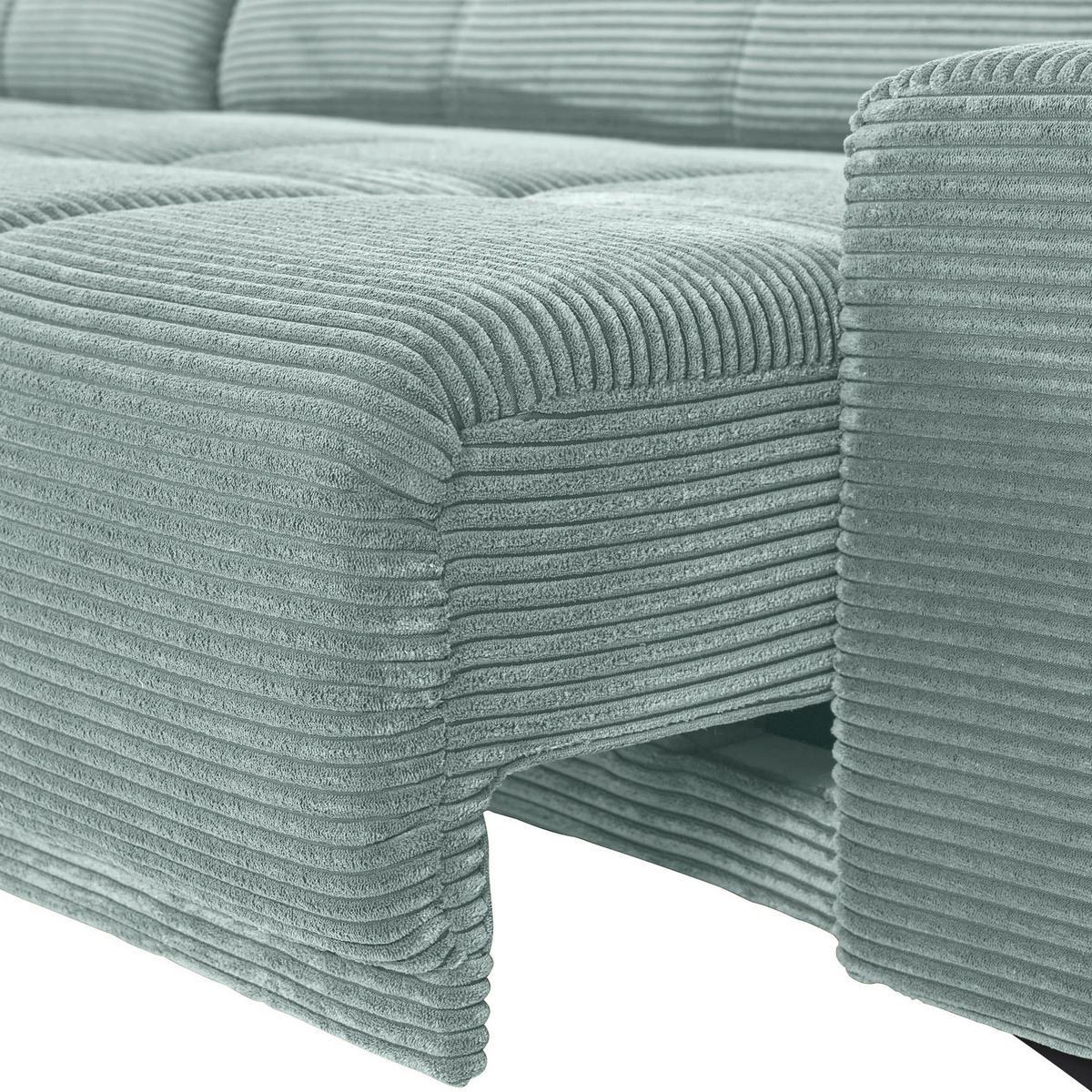 ECKSOFA Mintgrün Cord Rücken echt, Sitzvorzug  - Schwarz/Mintgrün, KONVENTIONELL, Textil/Metall (165/295cm) - Carryhome