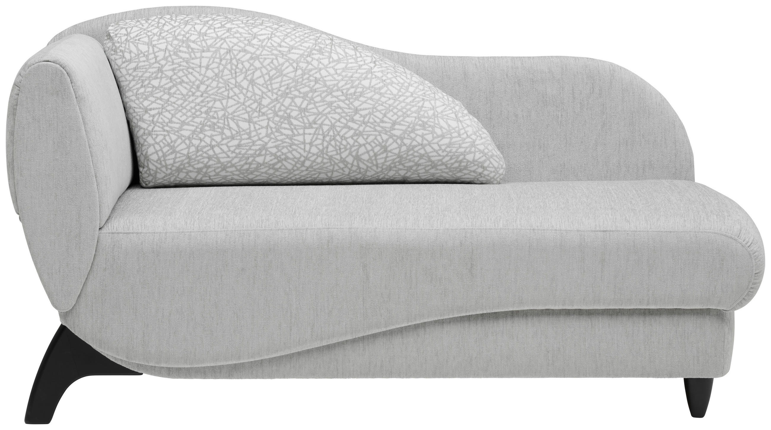 RÉCAMIERE Hellgrau Webstoff  - Hellgrau/Schwarz, MODERN, Holz/Textil (84/87/171-190cm) - Joka