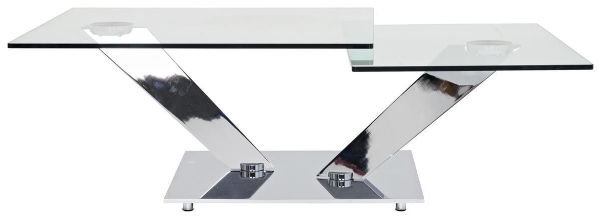 COUCHTISCH in Metall, Glas 84-129/106/40 cm  - Chromfarben, Design, Glas/Metall (84-129/106/40cm)