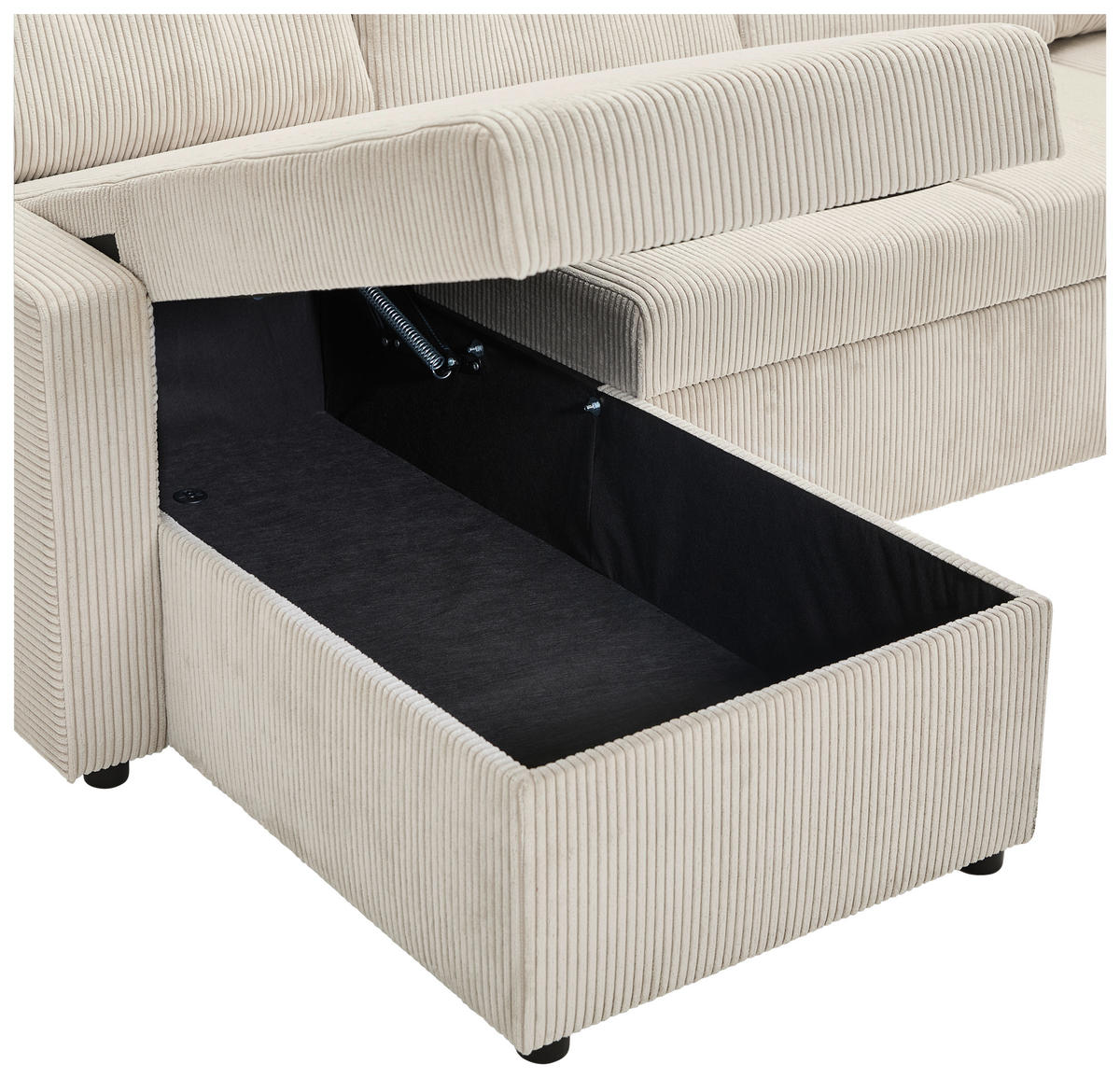 WOHNLANDSCHAFT in Cord Naturfarben  - Schwarz/Naturfarben, Konventionell, Kunststoff/Textil (126/293/155cm) - Ti'me