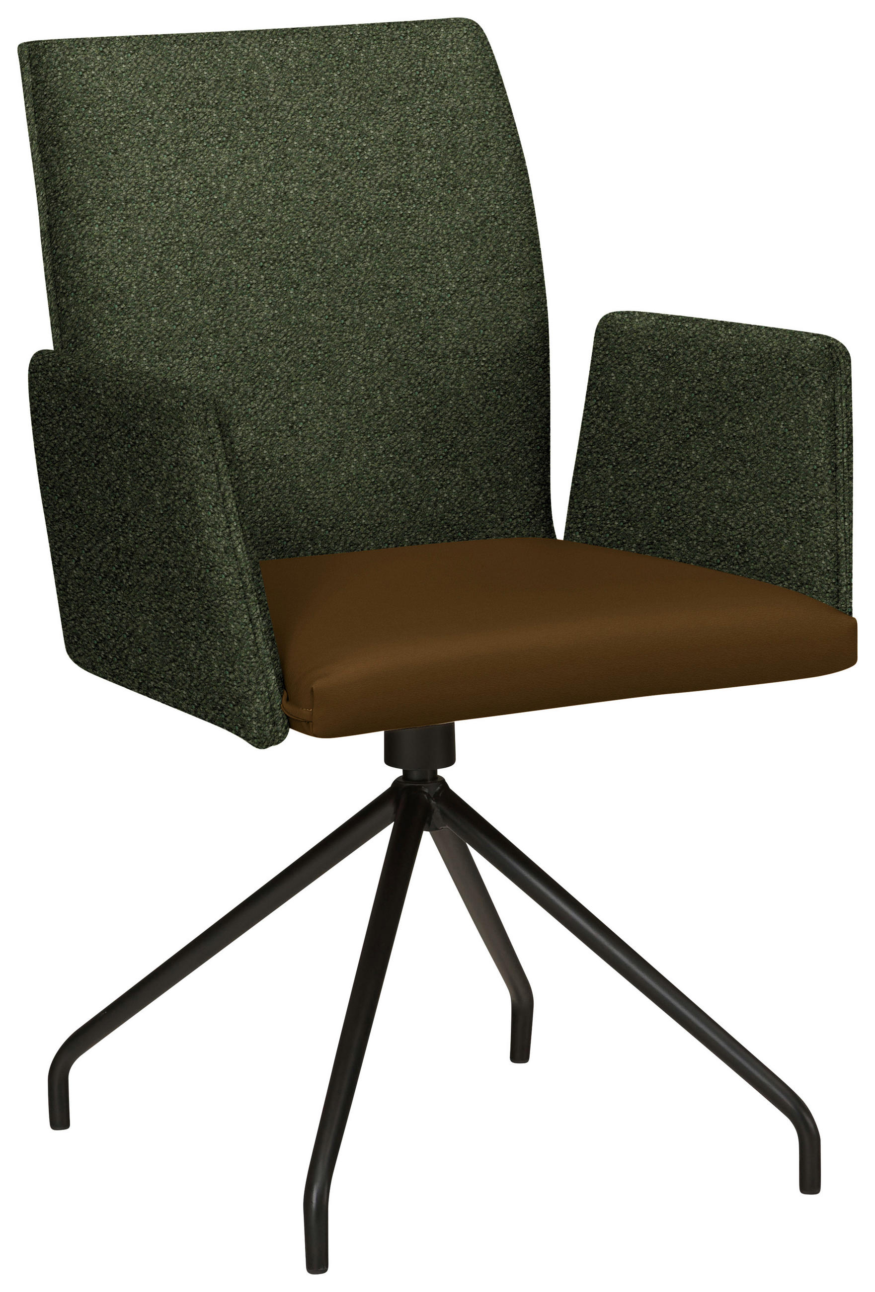 ARMLEHNSTUHL  in Stahl Webstoff, Mikrofaser  - Schwarz/Olivgrün, Design, Textil/Metall (60/91/60cm) - Moderano