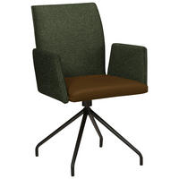 ARMLEHNSTUHL  in Stahl Webstoff, Mikrofaser  - Schwarz/Olivgrün, Design, Textil/Metall (60/91/60cm) - Moderano