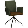 ARMLEHNSTUHL  , Typenauswahl, Sitzfläche 360° drehbar  , Webstoff, Mikrofaser  ,  - Schwarz/Olivgrün, Design, Textil/Metall (60/91/60cm) - Moderano