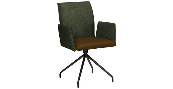 ARMLEHNSTUHL  , Typenauswahl, Sitzfläche 360° drehbar  , Webstoff, Mikrofaser  ,  - Schwarz/Olivgrün, Design, Textil/Metall (60/91/60cm) - Moderano