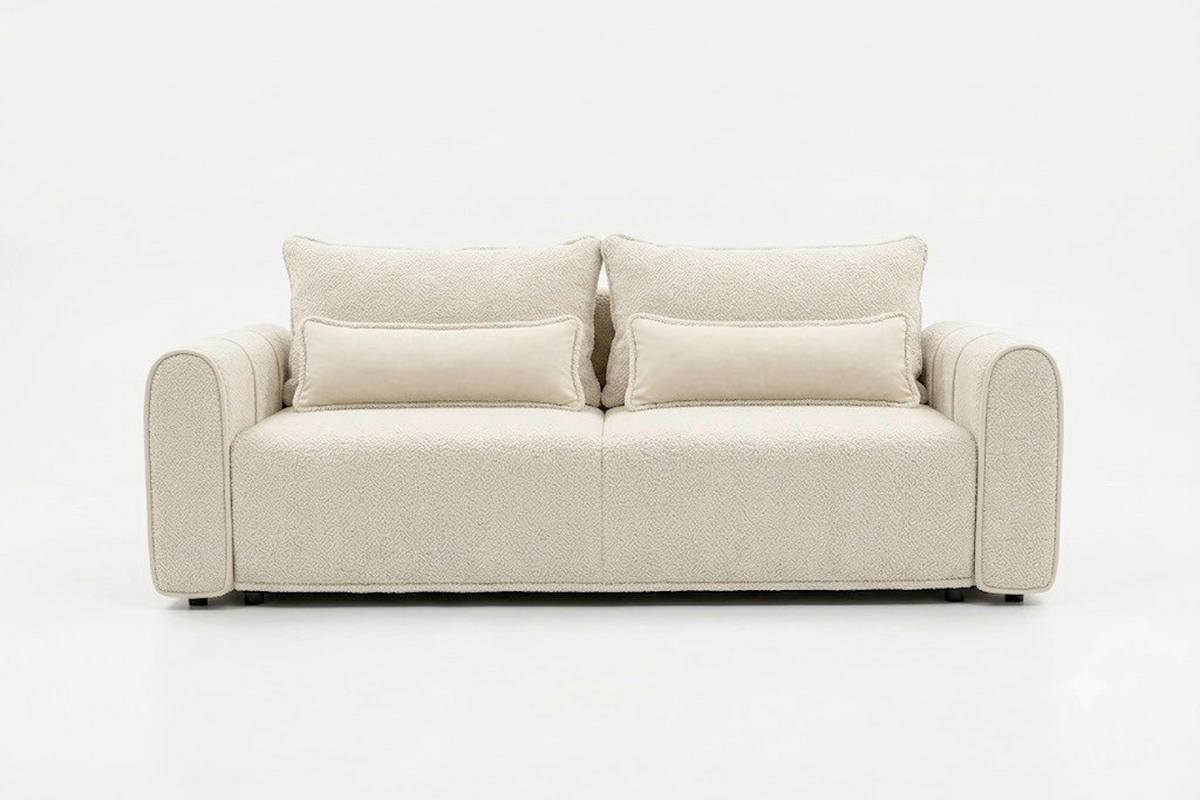 SCHLAFSOFA KIARA Bouclé Beige  inkl.  - Beige/Schwarz, Design, Kunststoff/Textil (235/100/100cm) - MID.YOU