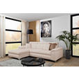 ECKSOFA Creme Flachgewebe  - Chromfarben/Creme, KONVENTIONELL, Textil/Metall (175/268cm) - Carryhome