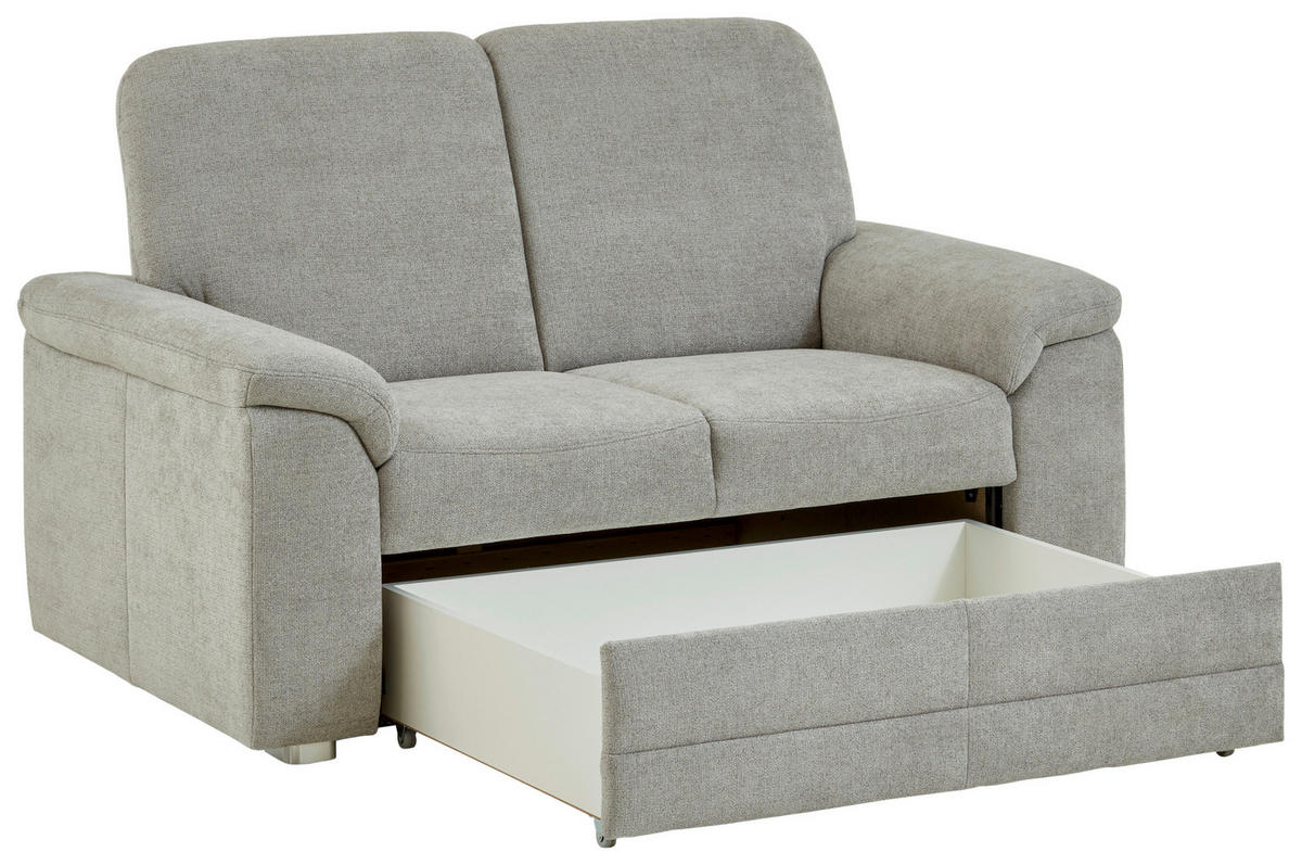 2-SITZER-SOFA Chenille Hellgrau  - Hellgrau/Alufarben, Konventionell, Textil/Metall (156/96/89cm) - Beldomo Comfort