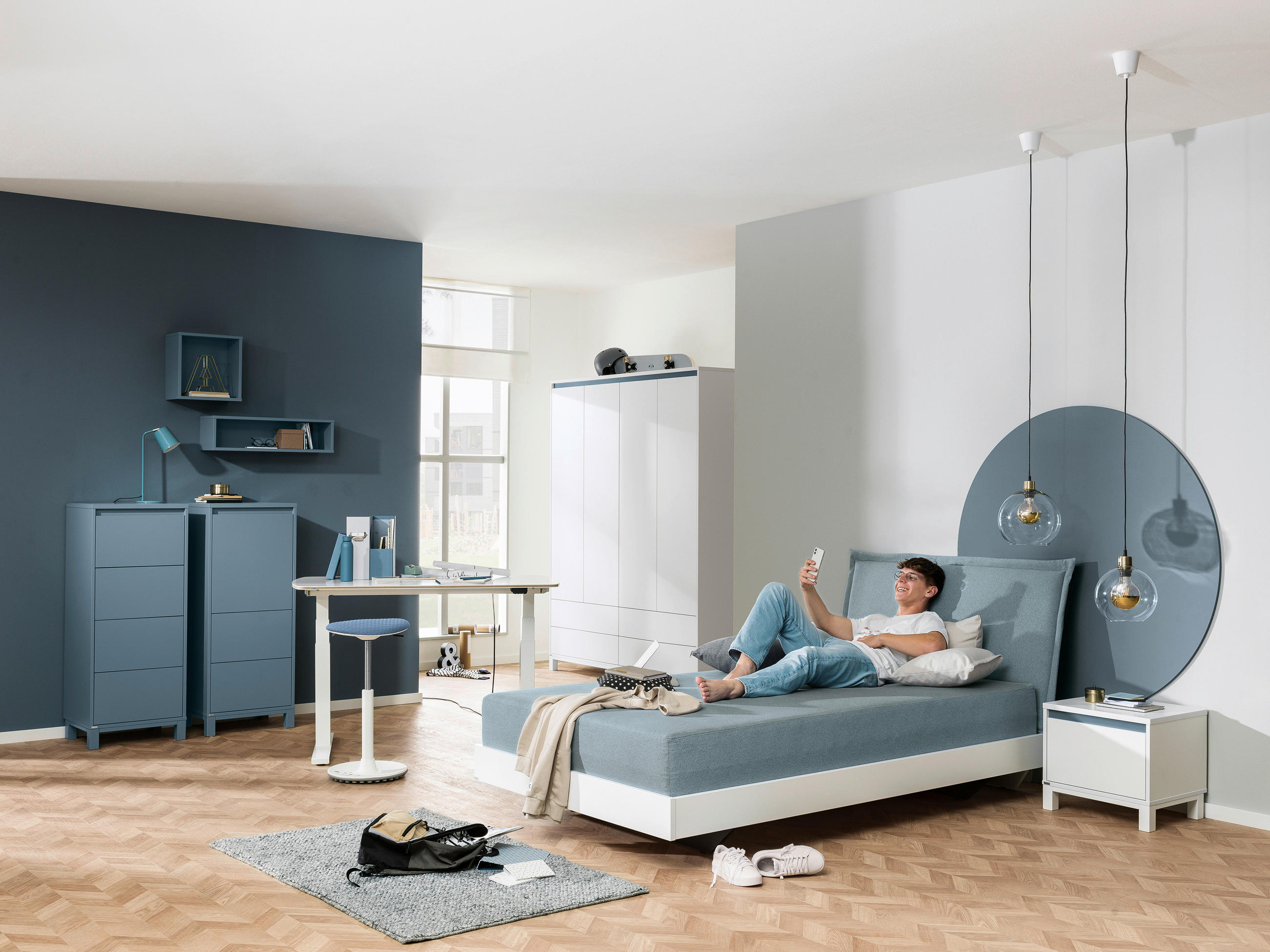 KOMMODE Olli  in 48,4/119,7/40,1 cm  - Blau, Basics, Holzwerkstoff (48,4/119,7/40,1cm) - Paidi