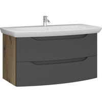 SKRINKA S UMÝVADLOM, grafitová, farba duba, 90 cm - biela/farba duba, Modern, kompozitné drevo/keramika (90cm) - Stylife