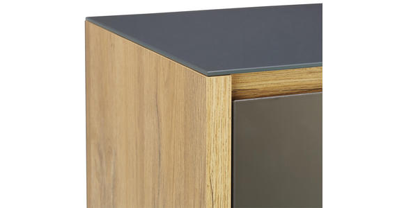 SCHUHSCHRANK 68/132,3/34 cm - Eichefarben/Anthrazit, Design, Glas/Holzwerkstoff (68/132,3/34cm) - Voleo