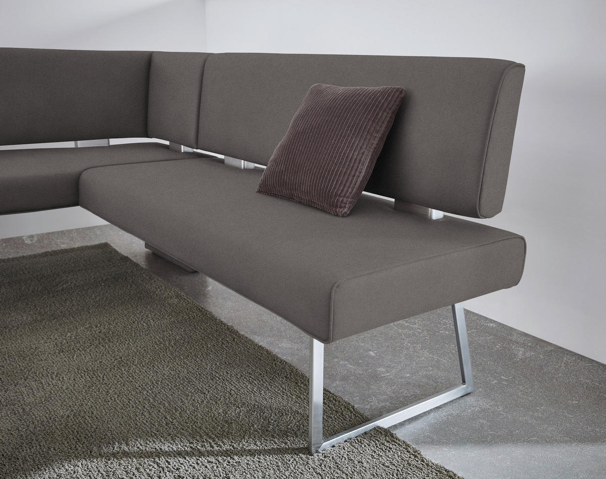 ECKBANK 137/185 cm  in Anthrazit, Edelstahlfarben  - Edelstahlfarben/Anthrazit, Design, Textil/Metall (137/185cm) - Dieter Knoll
