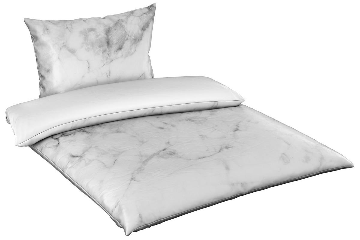 OBOJESTRANSKA POSTELJNINA MARBLE 140/200 cm saten siva  - siva, Basics, tekstil (140/200cm) - Esposa