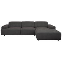 ECKSOFA 294/184 cm  in Flachgewebe Anthrazit Rücken echt  294/184 cm  - Anthrazit/Schwarz, KONVENTIONELL, Kunststoff/Textil (294/184cm) - Hom`in
