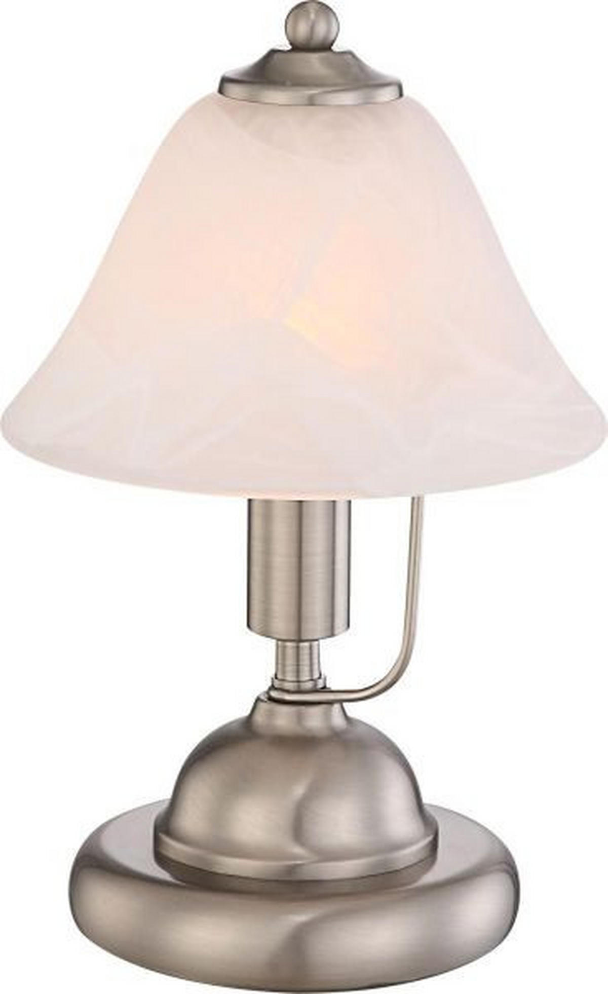 TISCHLEUCHTE 17/27 cm   - Weiß/Nickelfarben, Basics, Glas/Metall (17/27cm)