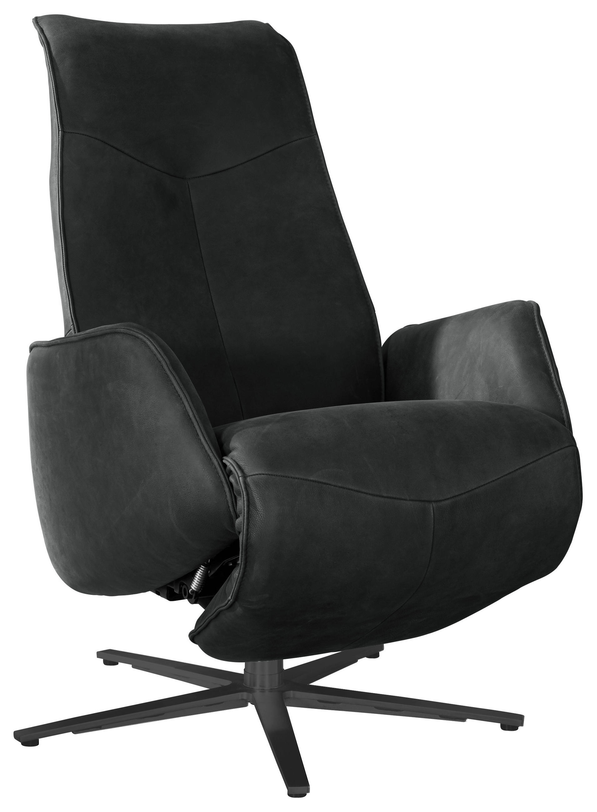 RELAXSESSEL Echtleder Relaxfunktion, Kopfteilverstellung, Fußteilverstellung    - Dunkelgrau/Anthrazit, Design, Leder/Metall (71/114/84cm) - Johann Jakob