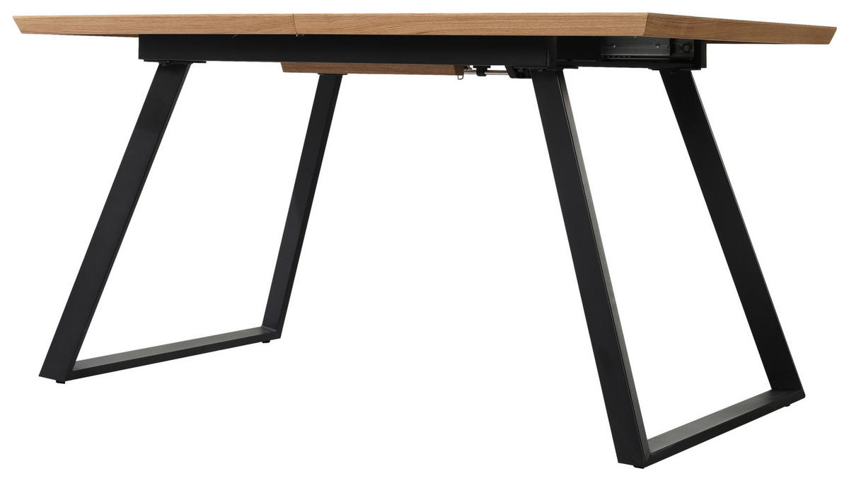 ESSTISCH Schwarz, Eichefarben rechteckig  ausziehbar  - Eichefarben/Schwarz, Design, Holzwerkstoff/Metall (140-180/90/76cm) - Carryhome
