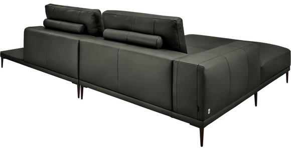 ECKSOFA  in Echtleder Anthrazit  201/304 cm  - Anthrazit/Schwarz, Design, Leder/Metall (201/304cm) - Belluti