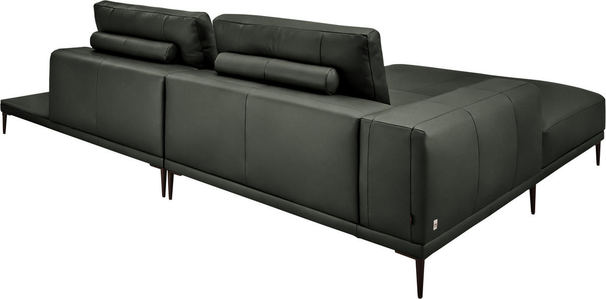 ECKSOFA Echtleder Anthrazit  - Anthrazit/Schwarz, Design, Leder/Metall (201/304cm) - Belluti