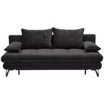 SCHLAFSOFA Samt Schwarz  - Schwarz, Design, Textil/Metall (205/79-96/85cm) - Novel