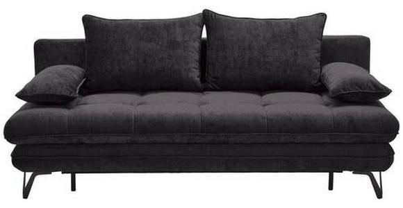 SCHLAFSOFA in Samt Schwarz - Schwarz, Design, Textil/Metall (205/79-96/85cm) - Novel
