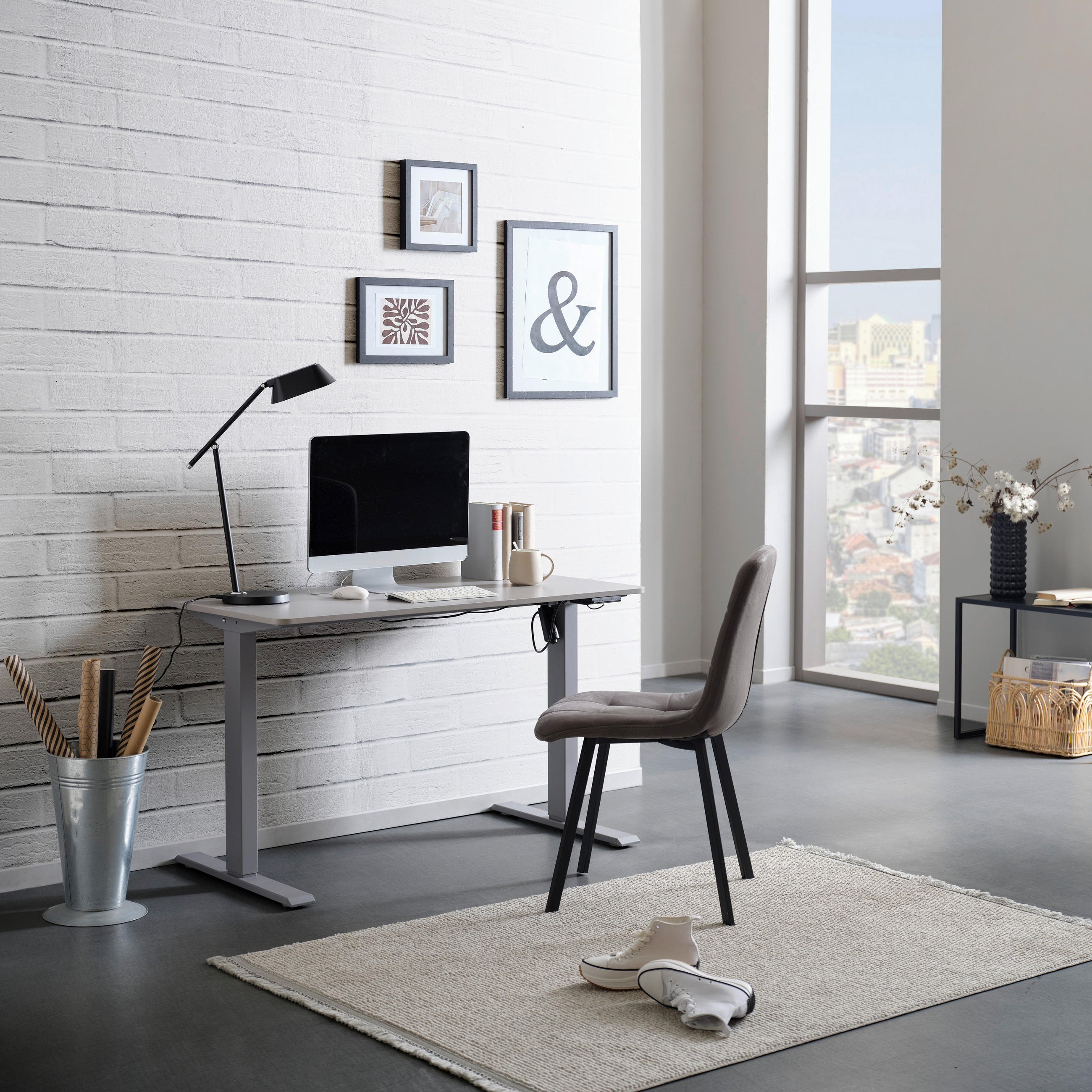 SCHREIBTISCH  in Grau  - Grau, MODERN, Holzwerkstoff/Kunststoff (120/71,5-116,5/60cm) - MID.YOU