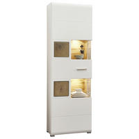 VITRINA, bela, barve hrasta - barve kroma/srebrne barve, Design, kovina/leseni material (65/205/37cm) - Hom`in