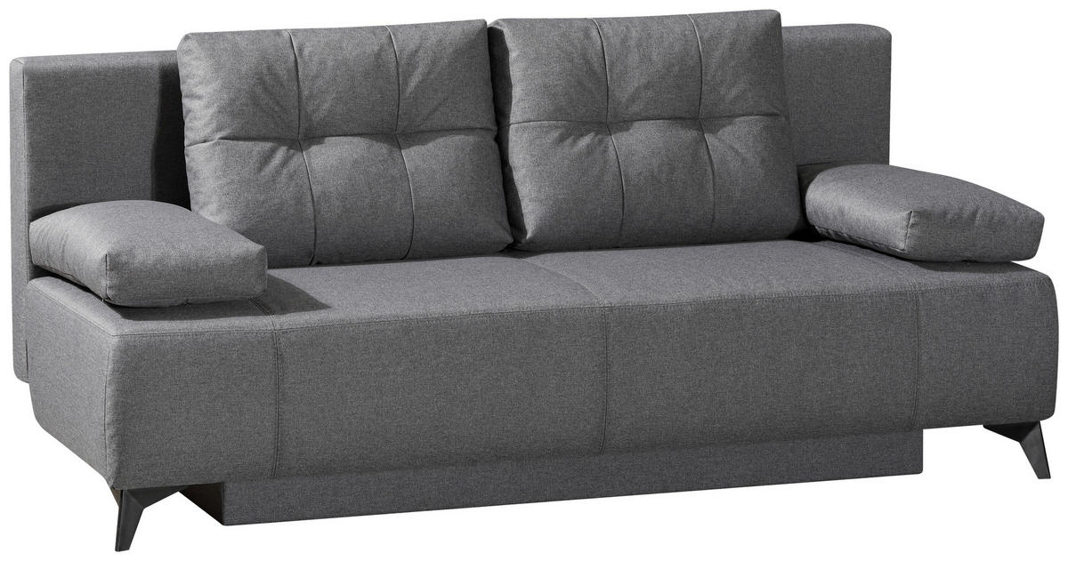 SCHLAFSOFA Flachgewebe Grau  - Hellgrau/Schwarz, MODERN, Textil/Metall (197/88/89cm) - Novel