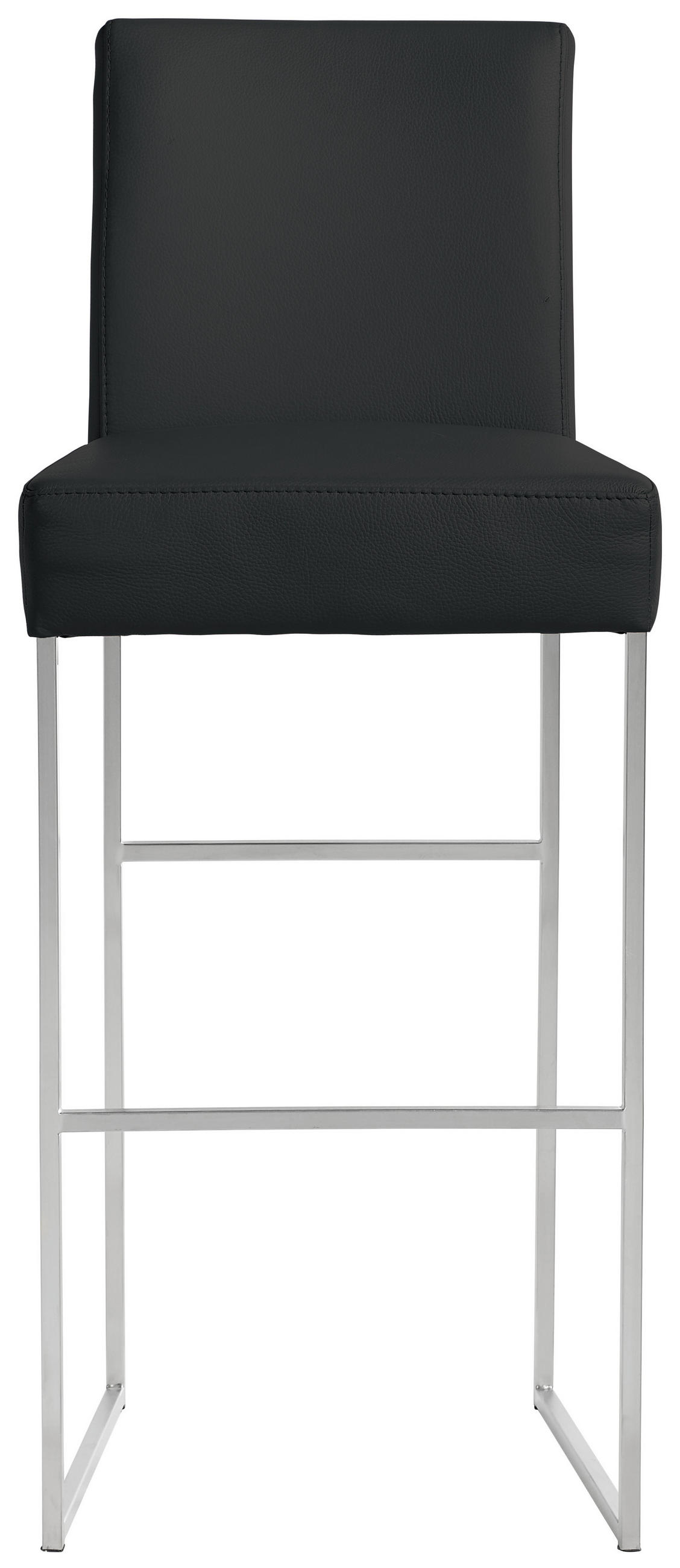 BARHOCKER Echtleder Schwarz Edelstahl Lederauswahl  - Schwarz, Design, Leder/Metall (47/112/60cm) - Musterring