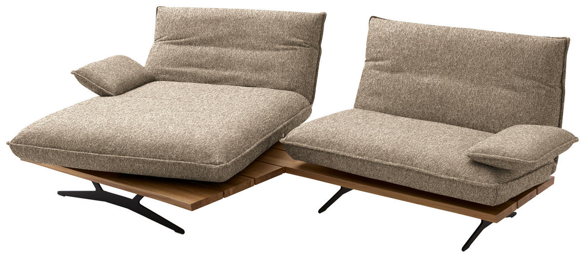 ECKSOFA Flachgewebe, Chenille Wildeiche, Beigebraun  - Wildeiche/Beigebraun, Design, Holz/Textil (161/284cm) - Koinor