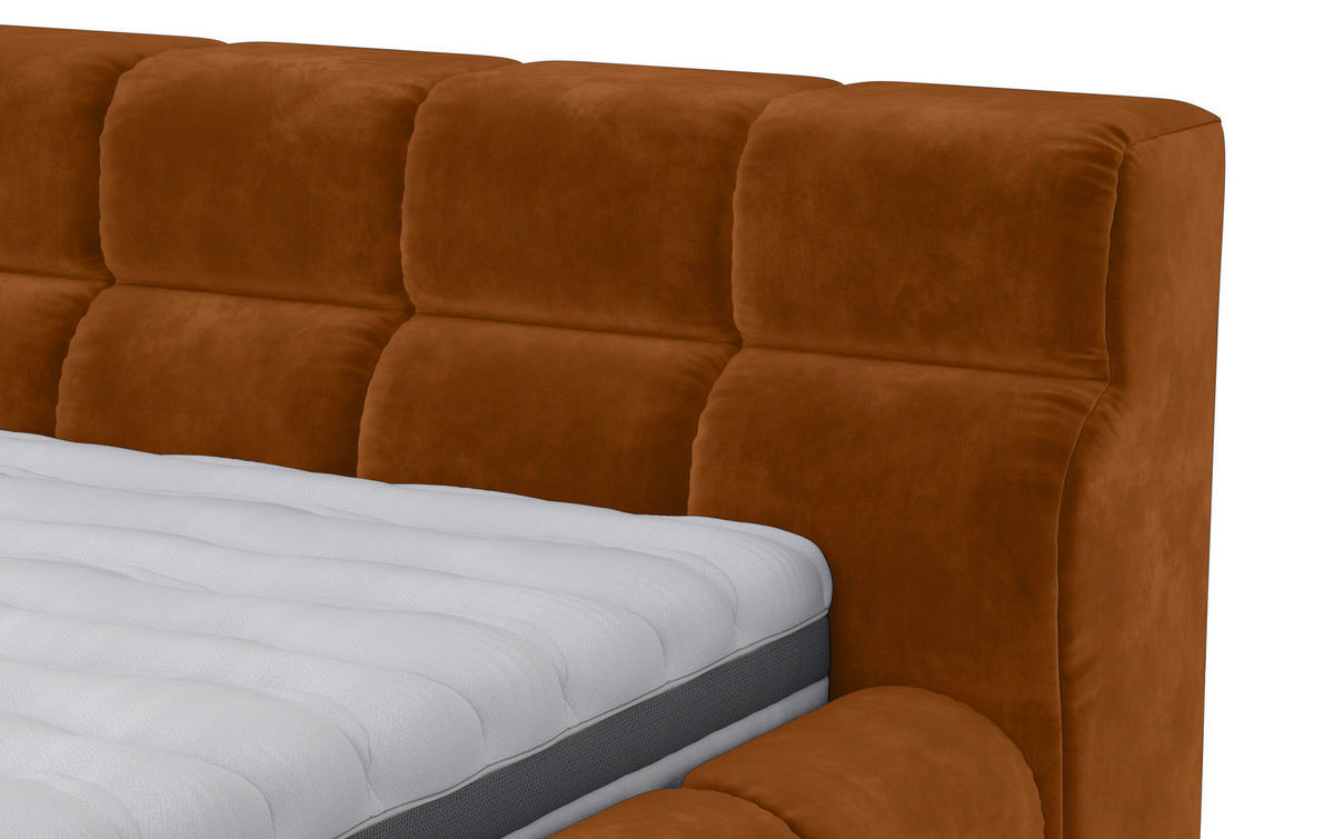 POLSTERBETT 180/200 cm,  in Braun,  - Schwarz/Braun, Design, Textil/Metall (180/200cm) - Belluti