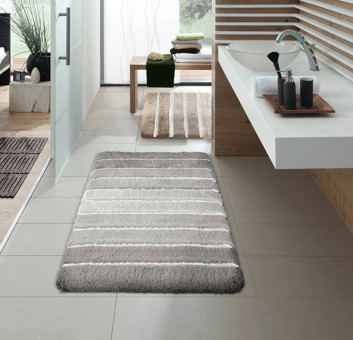 BADTEPPICH Phönix Grau 70/120 cm  - Grau, KONVENTIONELL, Kunststoff/Textil (70/120cm) - Kleine Wolke