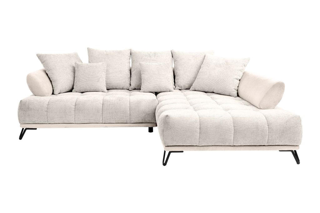 HÖRNSOFFA i chenille beige  - beige/svart, Modern, metall/textil (262/184cm) - MID.YOU