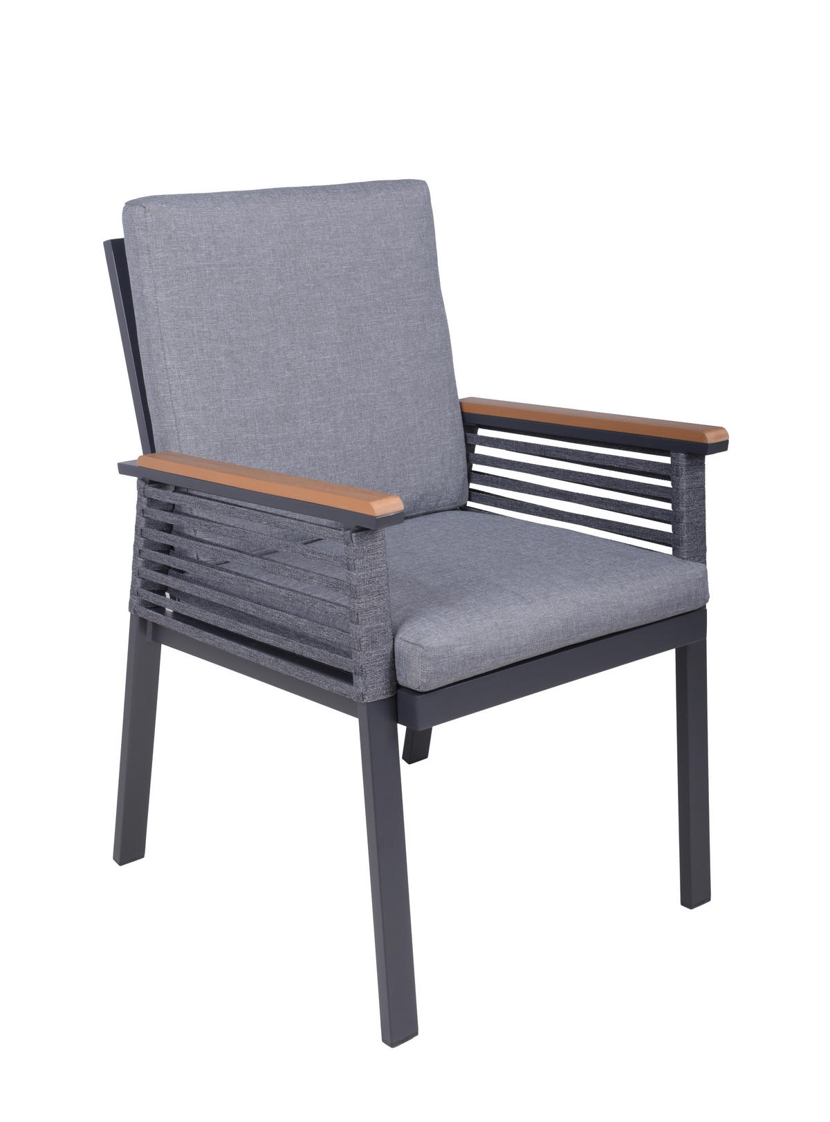 GARTENSTUHL-SET Aluminium Naturfarben, Schwarz, Dunkelgrau  - Dunkelgrau/Schwarz, Basics, Kunststoff/Textil (56/86/53cm) - Gardenson