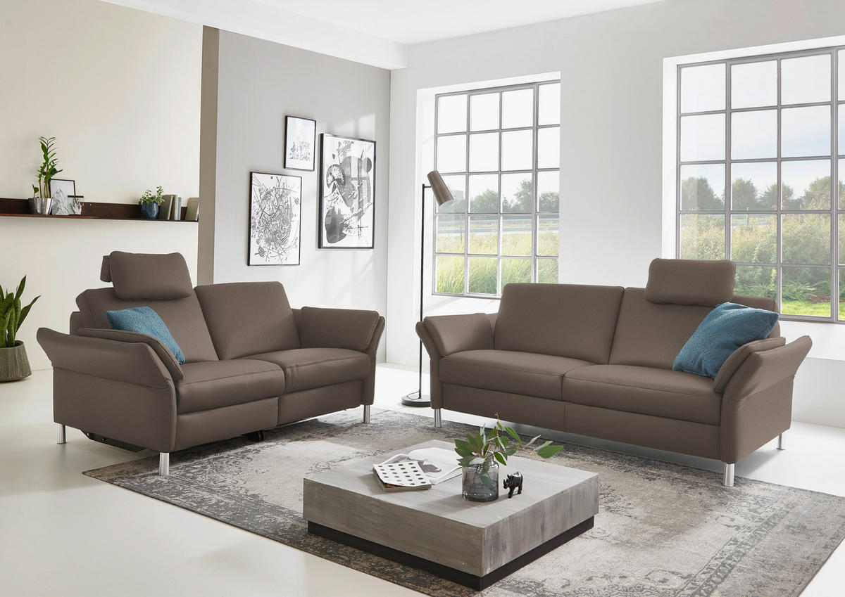 2,5-SITZER in Leder Braun  - Alufarben/Braun, Design, Leder/Metall (164/82/99cm) - Dieter Knoll