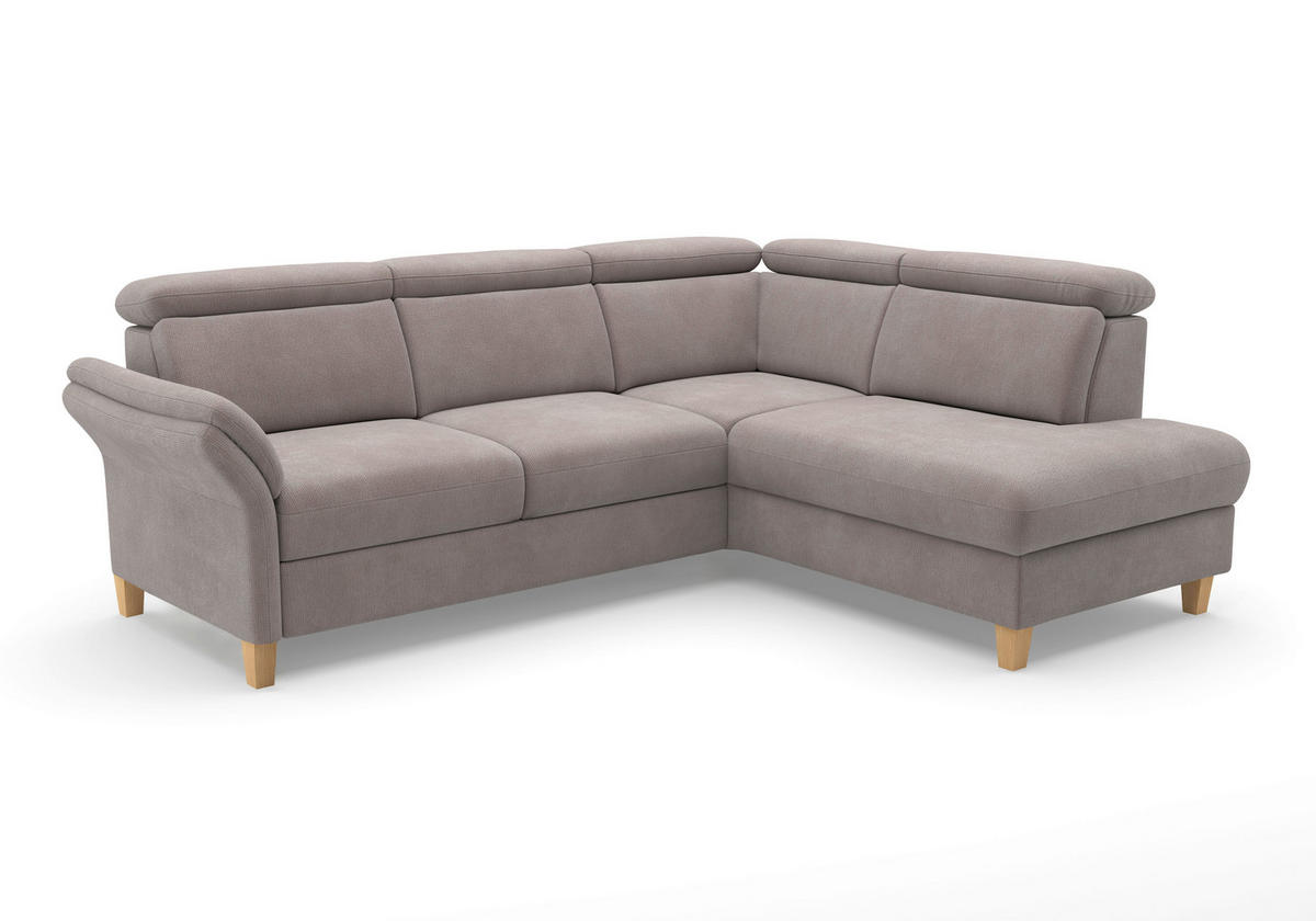 ECKSOFA GLENDALE E Taupe Flachgewebe  - Taupe/Eichefarben, KONVENTIONELL, Holz/Textil (247/193cm) - Sit & More