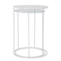 KONFERENČNÍ STOLEK, bílá, kov, sklo, 43,5/60 cm - bílá, Basics, kov/sklo (43,5/60cm)