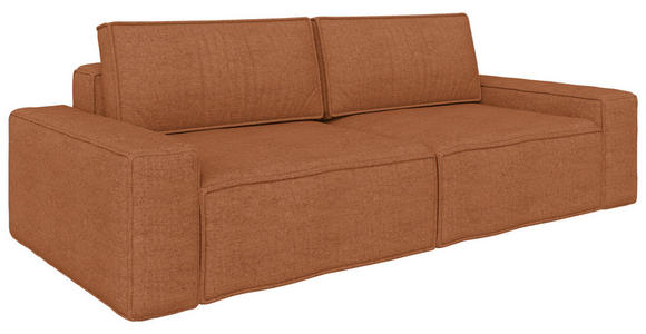 SCHLAFSOFA  mit Liegefunktion, Schlafen auf Sitzhöhe, Rücken echt Webstoff Rostfarben  - Rostfarben/Schwarz, KONVENTIONELL, Kunststoff/Textil (256/83/115cm) - Carryhome
