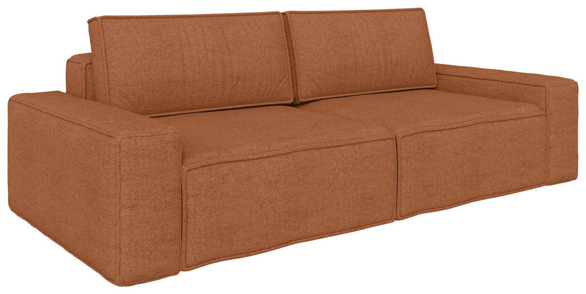 SCHLAFSOFA Webstoff Rostfarben  - Rostfarben/Schwarz, KONVENTIONELL, Kunststoff/Textil (256/83/115cm) - Carryhome