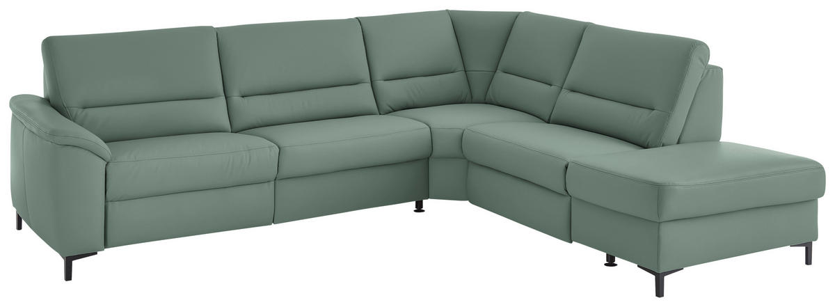 ECKSOFA  in Echtleder Opal  290/249 cm  - Opal/Schwarz, KONVENTIONELL, Leder/Metall (290/249cm) - Beldomo Premium