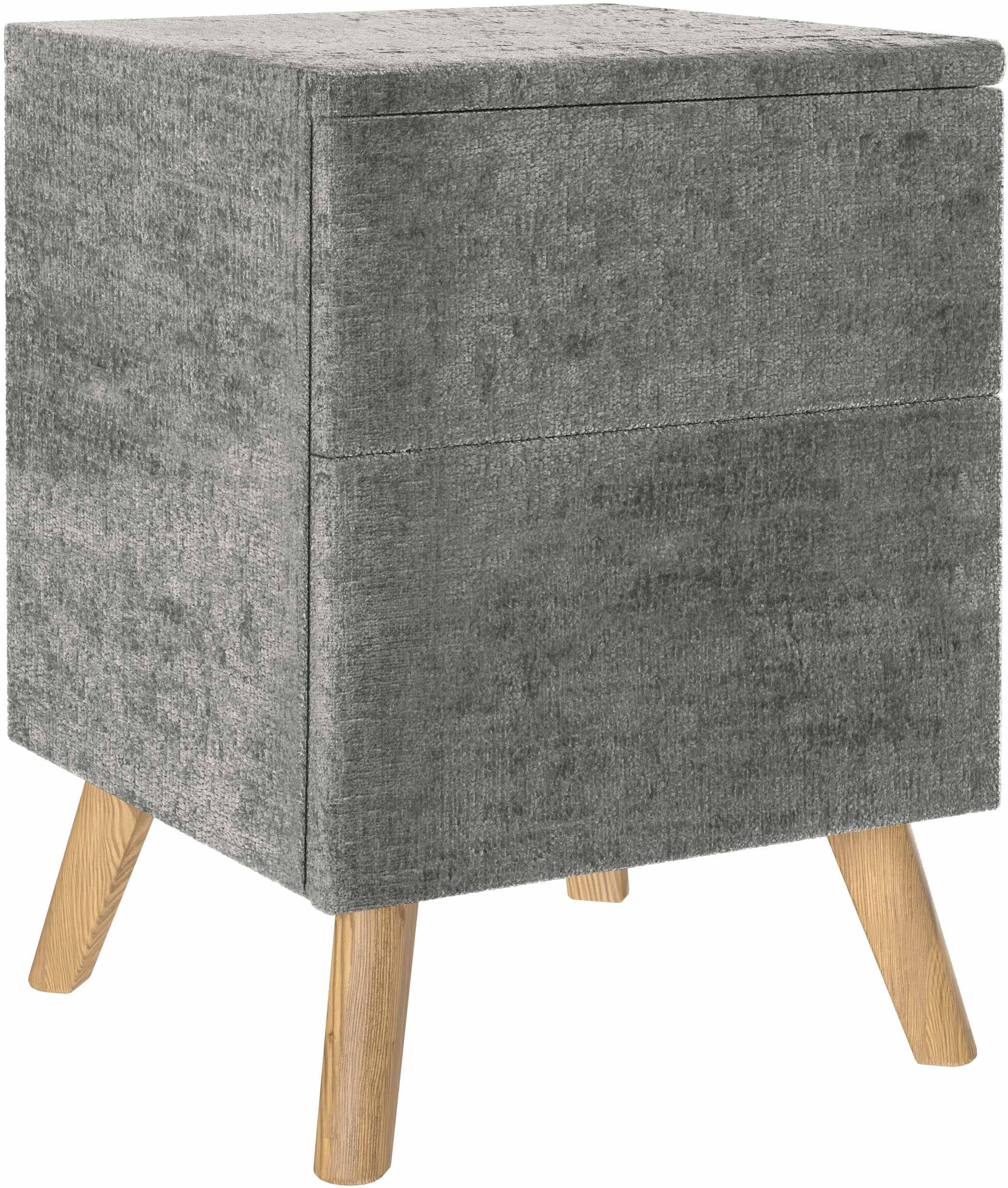 NACHTSCHRANK 40/60/40 cm Eiche vollmassiv  - Eichefarben/Dunkelgrau, Design, Holz/Textil (40/60/40cm) - Esposa