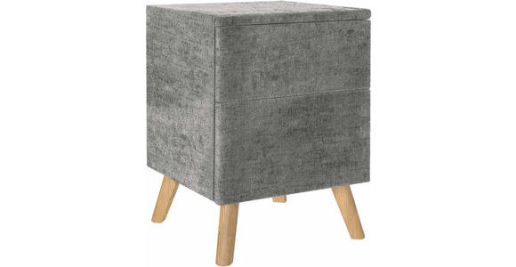 NACHTSCHRANK 40/60/40 cm Eiche vollmassiv - Eichefarben/Dunkelgrau, Design, Holz/Textil (40/60/40cm) - Esposa